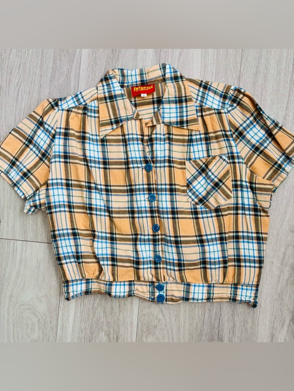 Freddie’s of Pinewood Plaid Cropped Button-Down Shirt